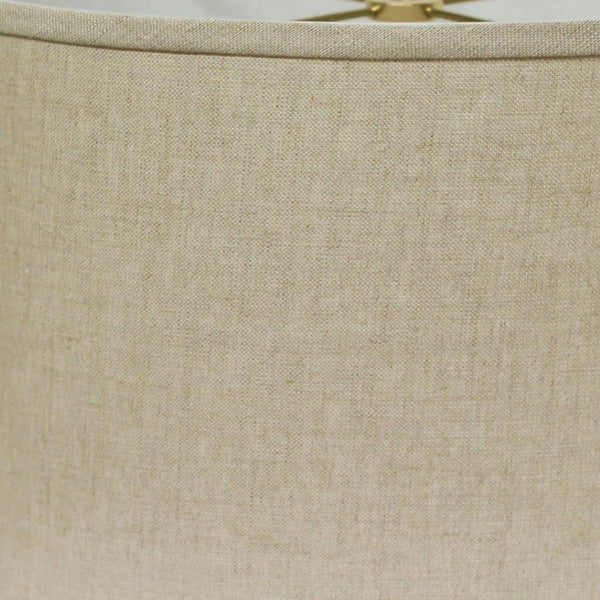HomeRoots Beige Linen Oval Lamp Shade - Mid-Century Elegance for Ambient Lighting in Any Room Décor Heather 470222