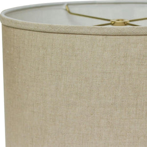 HomeRoots Beige Linen Oval Lamp Shade - Mid-Century Elegance for Ambient Lighting in Any Room Décor Heather 470222