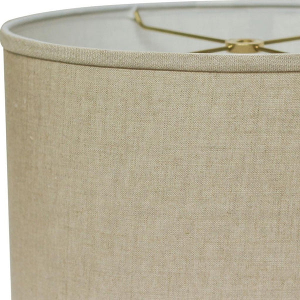 HomeRoots Beige Linen Oval Lamp Shade - Mid-Century Elegance for Ambient Lighting in Any Room Décor Heather 470222