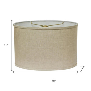 HomeRoots Beige Linen Oval Lamp Shade - Mid-Century Elegance for Ambient Lighting in Any Room Décor Heather 470222