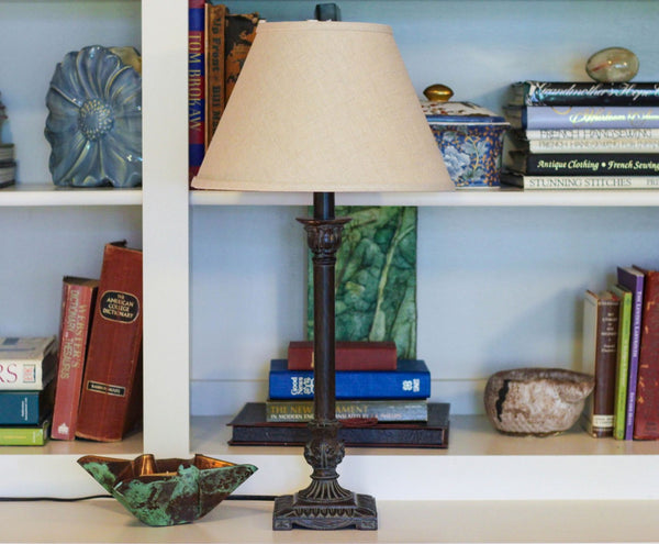 Homeroots 12" Dark Wheat Premium Empire Slanted Linen Lampshade - Elevate Your Room With Modern Elegance Heather Linen 470240