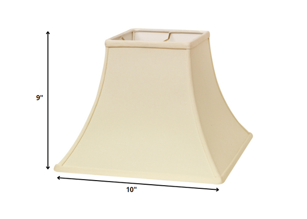 Homeroots 10" Ivory Premium Square Bell Slanted No Slub Lampshade  No Slub Innsbruck 470242