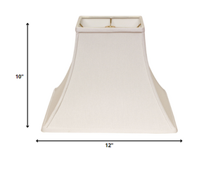 Homeroots 12" White Premium Square Bell Slanted No Slub Lampshade  No Slub Innsbruck 470249
