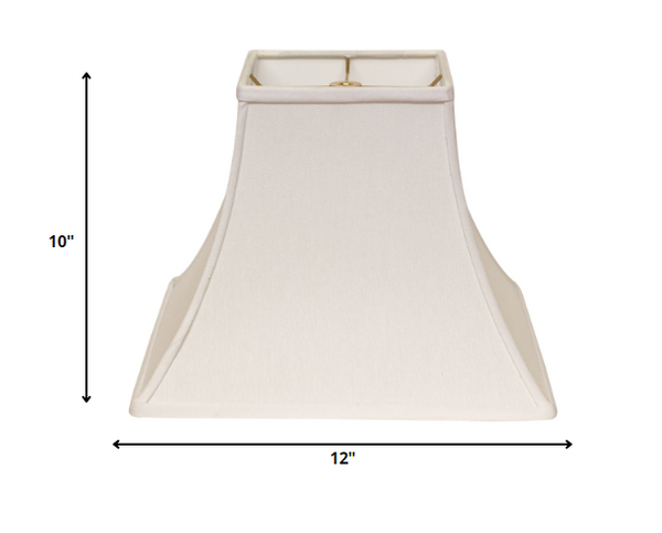 Homeroots 12" White Premium Square Bell Slanted No Slub Lampshade  No Slub Innsbruck 470249
