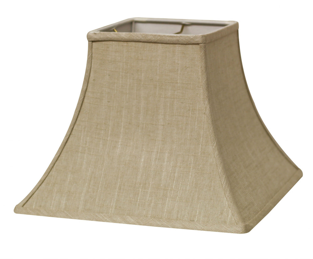 Homeroots 12" Light Wheat Premium Square Bell Slanted Linen Lampshade  Linen 470250