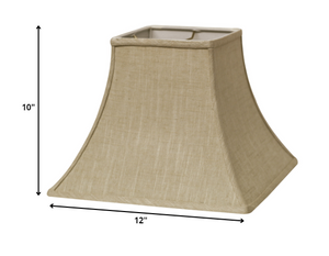 Homeroots 12" Light Wheat Premium Square Bell Slanted Linen Lampshade  Linen 470250
