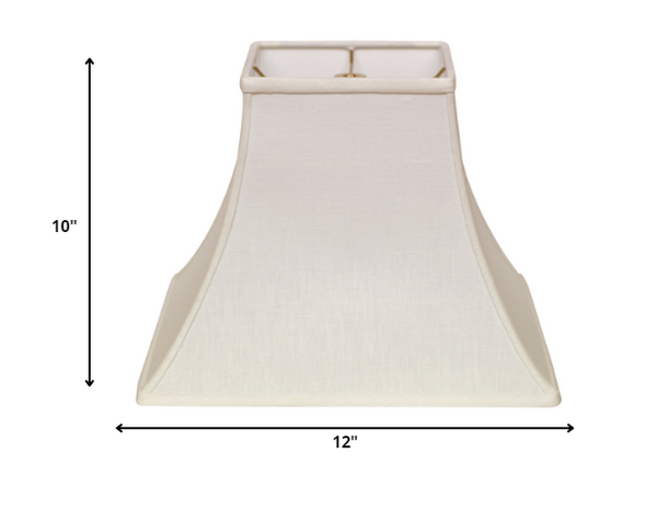 Homeroots 12" White Premium Square Bell Slanted Linen Lampshade  Linen 470253