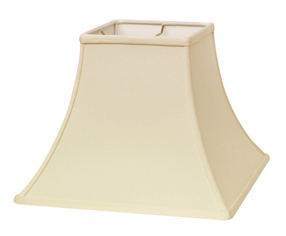Homeroots 14" Ivory Premium Square Bell Slanted No Slub Lampshade  No Slub Innsbruck 470254