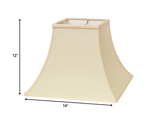 Homeroots 14" Ivory Premium Square Bell Slanted No Slub Lampshade  No Slub Innsbruck 470254