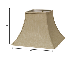 Homeroots 14" Light Wheat Premium Square Bell Slanted Linen Lampshade  Linen 470256