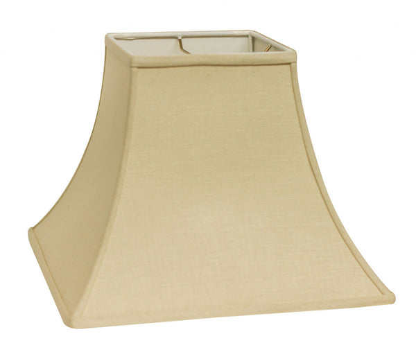 Homeroots 14" Parchment Biege Premium Square Bell Slanted Linen Lampshade  Linen 470257