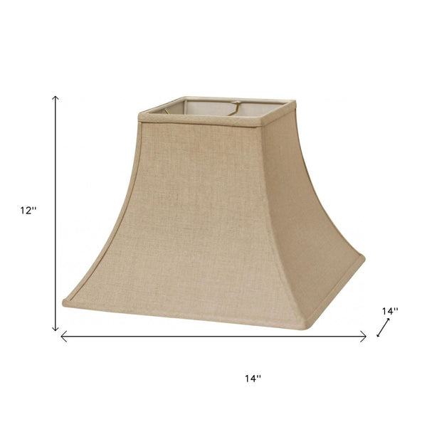 HomeRoots Dark Brown Linen Square Lamp Shade - Modern Design for Warm Ambient Lighting, Easy Installation & Style Heather 470258