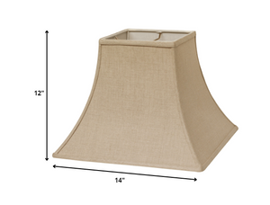 Homeroots 14" Dark Wheat Premium Square Bell Slanted Linen Lampshade Heather Linen 470258