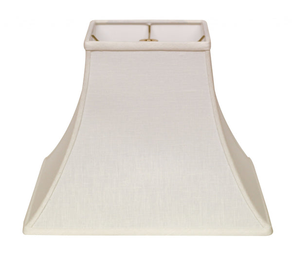 Homeroots 14" White Premium Square Bell Slanted Linen Lampshade White Linen 470259