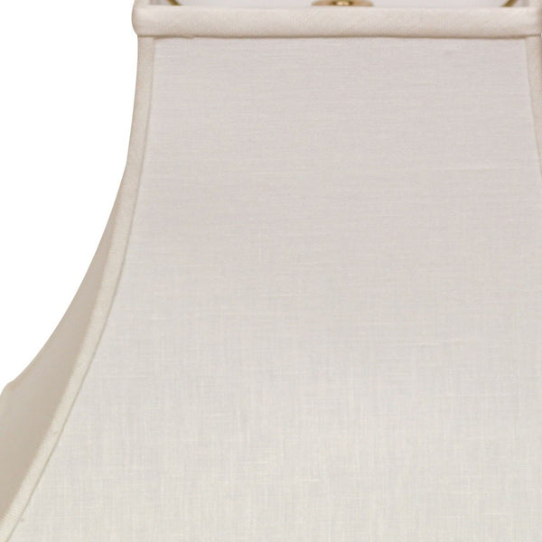 Homeroots 14" White Premium Square Bell Slanted Linen Lampshade White Linen 470259