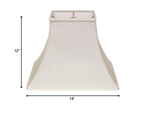 Homeroots 14" White Premium Square Bell Slanted Linen Lampshade White Linen 470259