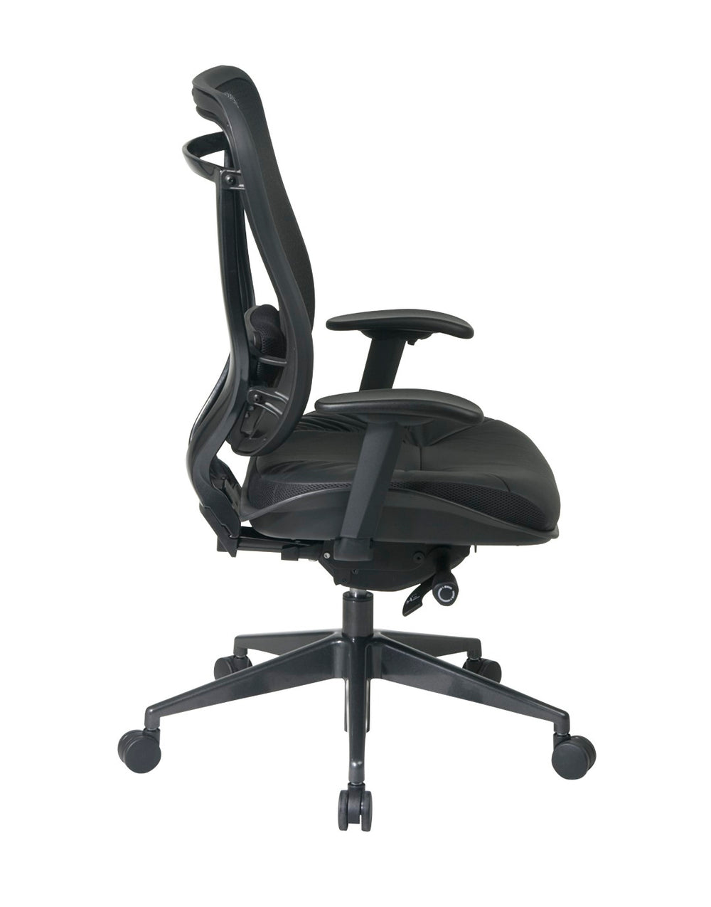 OSP Home Furnishings Executive Ergonomic Office Chair with Mesh Back Lumbar Support and Leather Seat Cushion 818-41G9C18P