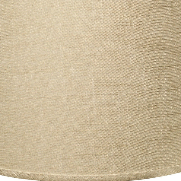 Homeroots 14" Light Wheat Rounded Empire Slanted Linen Lampshade  Linen 470262
