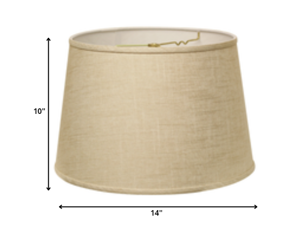 Homeroots 14" Light Wheat Rounded Empire Slanted Linen Lampshade  Linen 470262