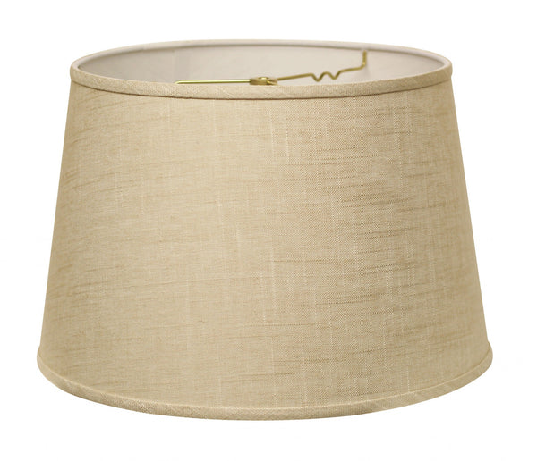 Homeroots 16" Light Wheat Rounded Empire Slanted Linen Lampshade  Linen 470268