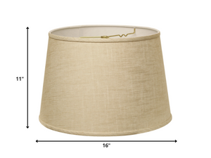 Homeroots 16" Light Wheat Rounded Empire Slanted Linen Lampshade  Linen 470268