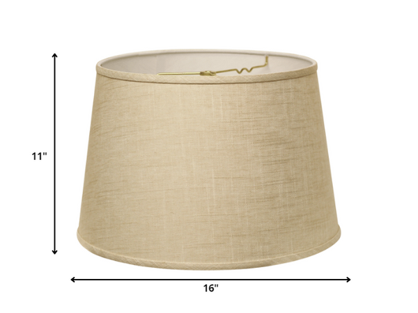 Homeroots 16" Light Wheat Rounded Empire Slanted Linen Lampshade  Linen 470268