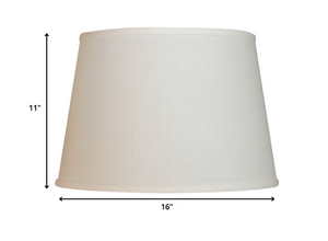 Homeroots 16" White Rounded Empire Slanted Linen Lampshade  Linen 470271