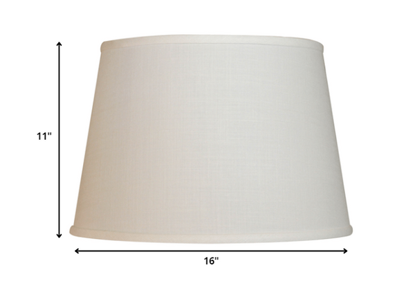 Homeroots 16" White Rounded Empire Slanted Linen Lampshade  Linen 470271