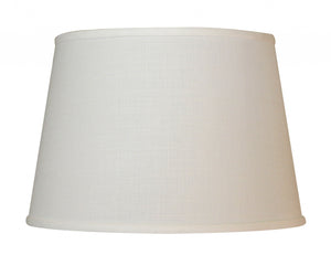Homeroots 18" White Rounded Empire Slanted Linen Lampshade White Linen 470277