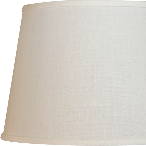 Homeroots 18" White Rounded Empire Slanted Linen Lampshade White Linen 470277
