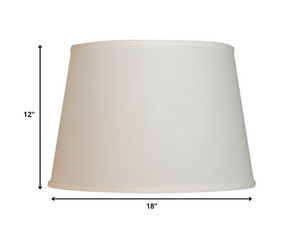 Homeroots 18" White Rounded Empire Slanted Linen Lampshade White Linen 470277