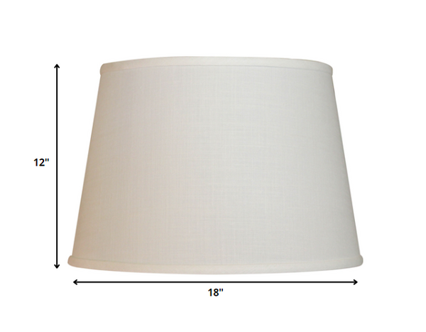 Homeroots 18" White Rounded Empire Slanted Linen Lampshade White Linen 470277