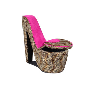 Homeroots 32" Brown Faux Suede Animal Print Side Chair   470295