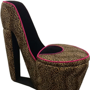 Homeroots 32" Brown Faux Suede Animal Print Side Chair Red,Black  470296