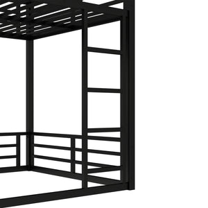 English Elm Metal Full Xl Bunk Bed Frame - Heavy-Duty, Noise-Reduced Design For Kids, Teens & Adults, Black Finish W1580S00159