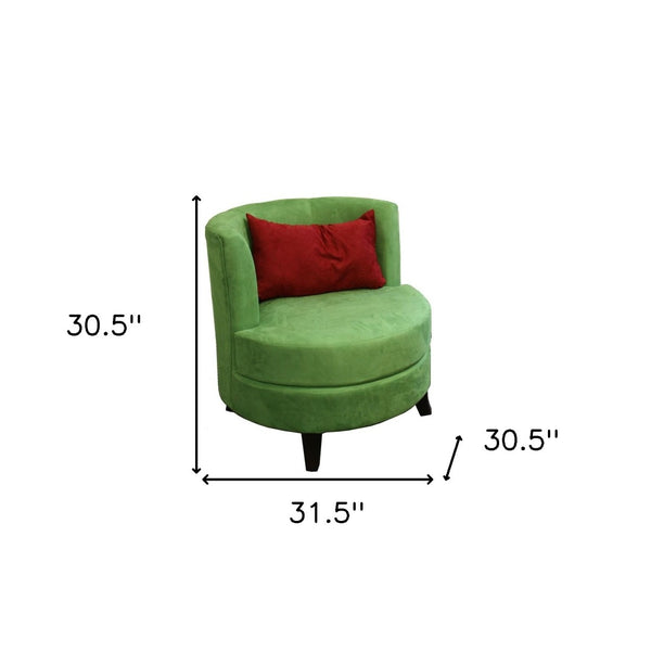 HomeRoots 32" Modern Green and Black Microfiber Side Chair with Plush Toss Pillow for Any Room Decor 470305