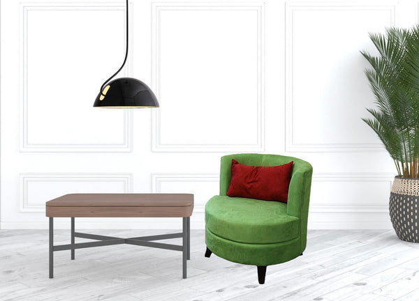 HomeRoots 32" Modern Green and Black Microfiber Side Chair with Plush Toss Pillow for Any Room Decor 470305