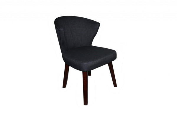 Homeroots 31" Dark Charcoal Grey & Black Wooden Curve Back Chair – Luxurious Accent & Dining Seating Option   470316