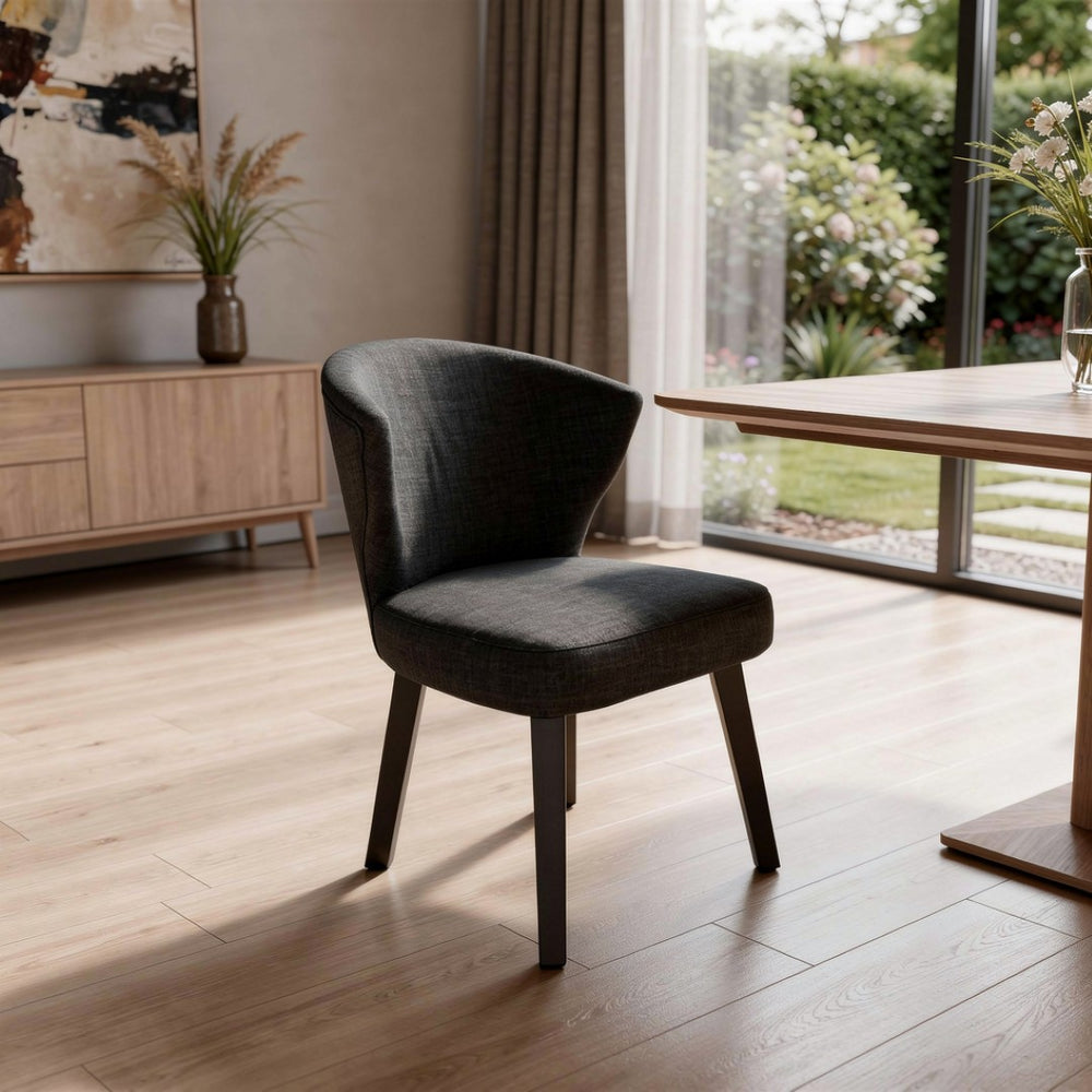 HomeRoots Charcoal Cotton Dining Side Chair - Elegant Espresso Wood Frame, Versatile Comfort for Any Space 470316
