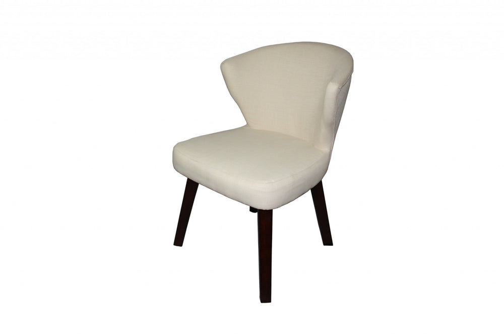 Homeroots 31" Cream And Black Wooden Curve Back Dining Or Accent Chair   470318