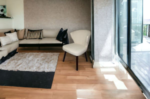 Homeroots 31" Cream And Black Wooden Curve Back Dining Or Accent Chair   470318