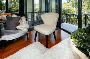 Homeroots 31" Cream And Black Wooden Curve Back Dining Or Accent Chair   470318