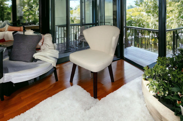 Homeroots 31" Cream And Black Wooden Curve Back Dining Or Accent Chair   470318