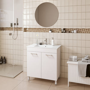 English Elm 32-Inch Floor-Mounted Bathroom Vanity With Sink Combo - Elegant Design, Soft-Close Doors, Adjustable Feet W3151S00031