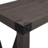 English Elm Walker Edison - Farmhouse Metal-X Entry Table With Lower Shelf - Sable Grey