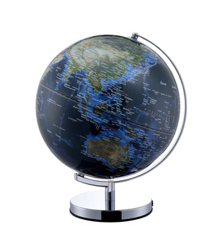 Homeroots 15" Chrome Polyresin Globe With Led  Polyresin 470337