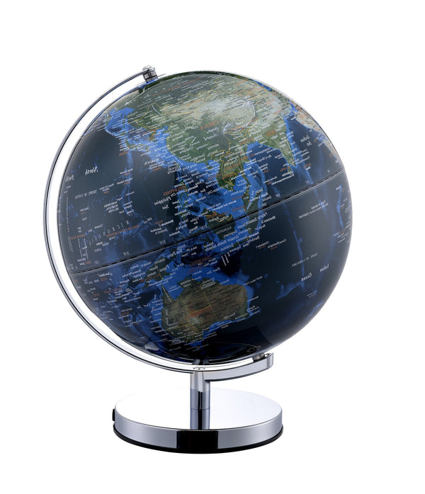 Homeroots 15" Chrome Polyresin Globe With Led  Polyresin 470337