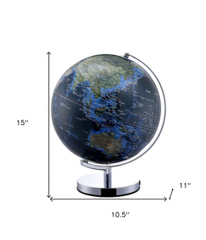 Homeroots 15" Chrome Polyresin Globe With Led  Polyresin 470337