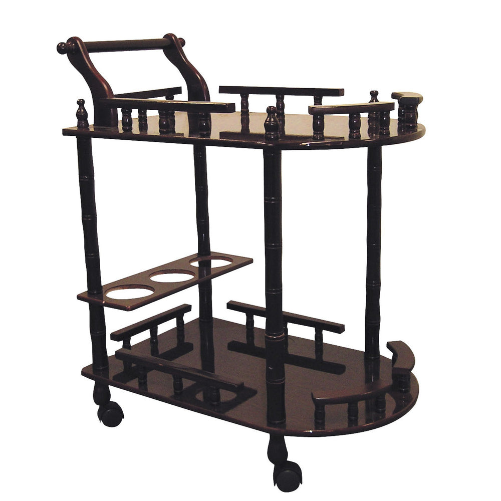Homeroots 24" Dark Brown Rolling Bar Cart Cherry  470339