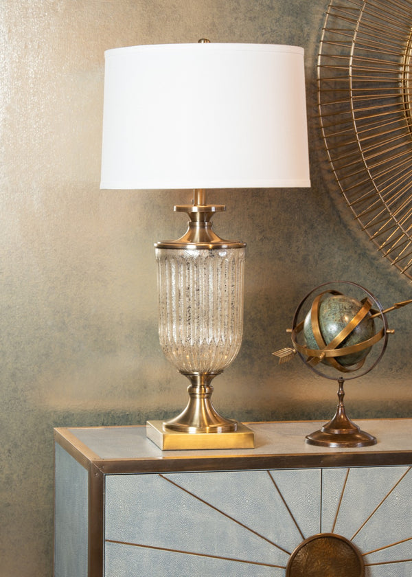 Wildwood Ashwin Antique Mercury Glass Lamp With Brass Mounting, Built-In Usb & Data Ports For Modern Rooms 47034